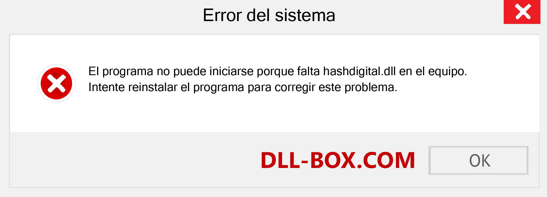 ¿Falta el archivo hashdigital.dll ?. Descargar para Windows 7, 8, 10 - Corregir hashdigital dll Missing Error en Windows, fotos, imágenes